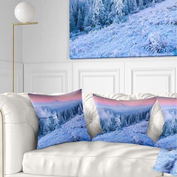 Designart 'Winter Sunrise over Mountain' Landscape Photography Throw Pillow