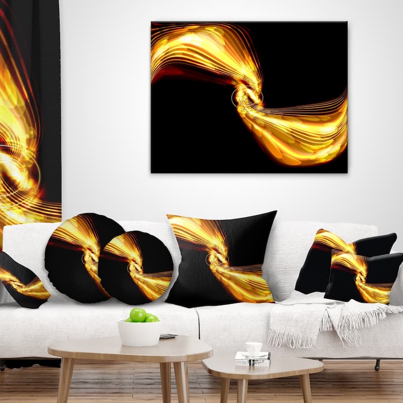 Designart 'Glowing Golden Lines and Circles' Abstract Throw Pillow