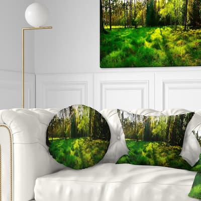 Designart 'Green Forest Sunset Panorama' Landscape Printed Throw Pillow