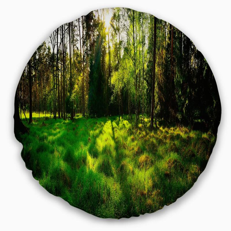 Designart 'Green Forest Sunset Panorama' Landscape Printed Throw Pillow