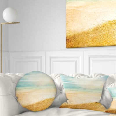 Designart 'Summer Beach View with Fine Gold Sand' Modern Seascape Throw Pillow