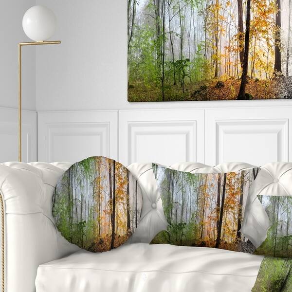 Designart 'Morning Forest Panorama' Landscape Photography Throw Pillow ...
