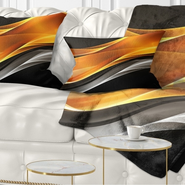 Designart 'Gold Pink Inward Waves' Abstract Throw Pillow