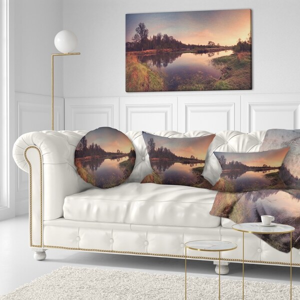 Designart 'Yellow Tinged Spring Mountains' Landscape Printed Throw Pillow