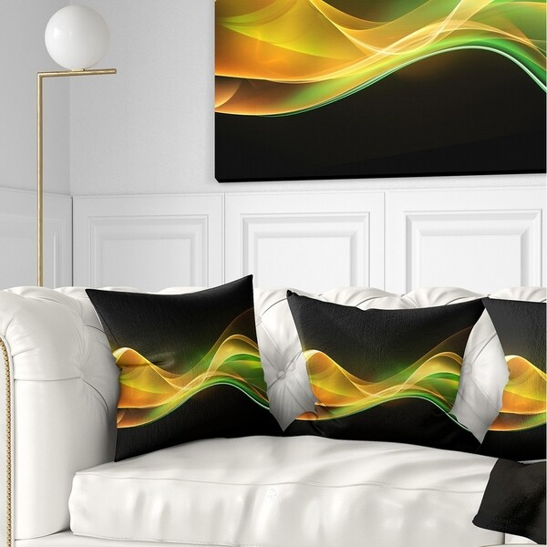 Designart '3D Gold Green Wave Design' Abstract Throw Pillow