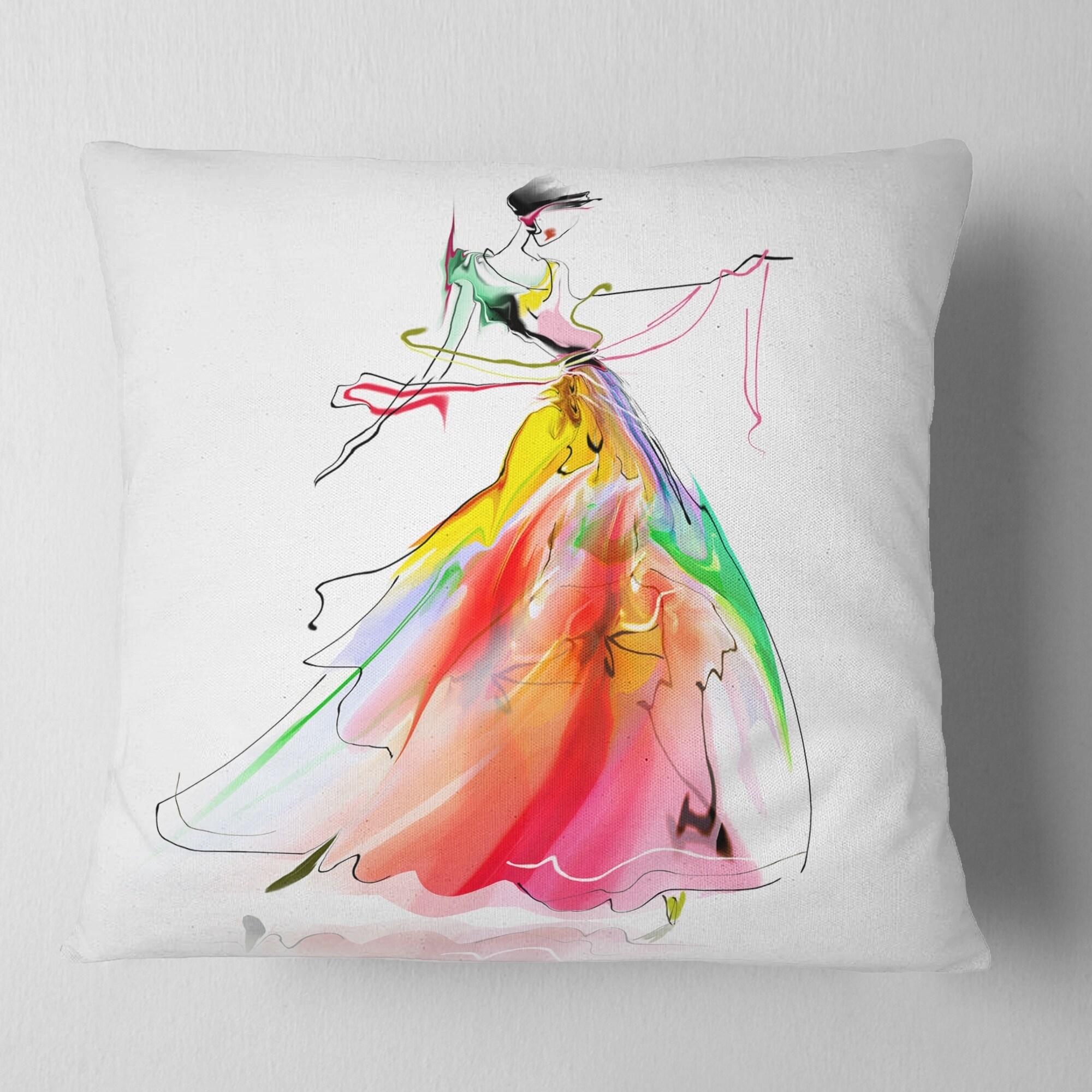 Designart Giant Tree with Woman - Abstract Throw Pillow - 18x18