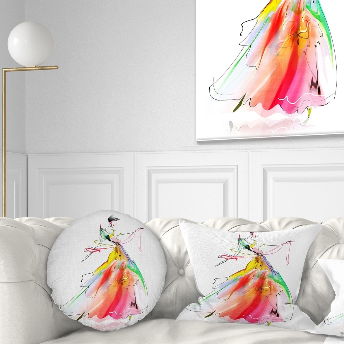 Designart Giant Tree with Woman - Abstract Throw Pillow - 18x18