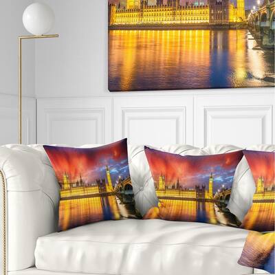 Designart 'Sunset View of London Skyline' Cityscape Photo Throw Pillow