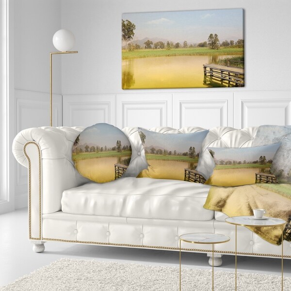 Designart 'Wetland of Nam Sang Wai Yellow' Seascape Throw Pillow