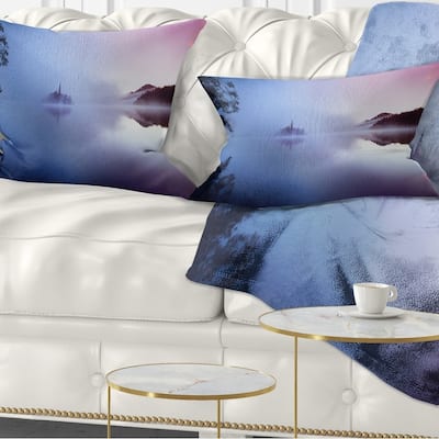 Designart 'Island with Old Church in Bled City' Landscape Printed Throw Pillow