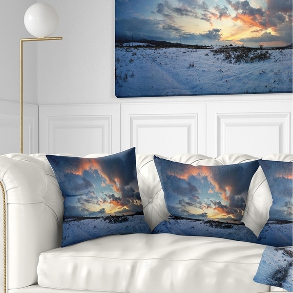 Designart 'Dark Winter Sky' Landscape Photography Throw Pillow