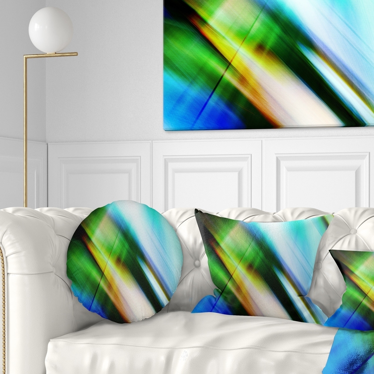 Designart CU8136-18-18 Rays of Speed Blue Green Throw Pillow 18 x 18