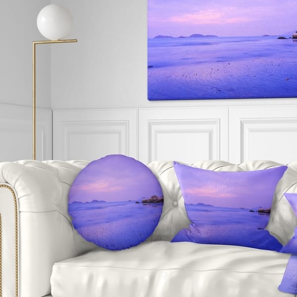 Designart Blue Sunset At Lung Kwu Tan Coastline Landscape Printed Throw Pillow On Sale Overstock 20945374