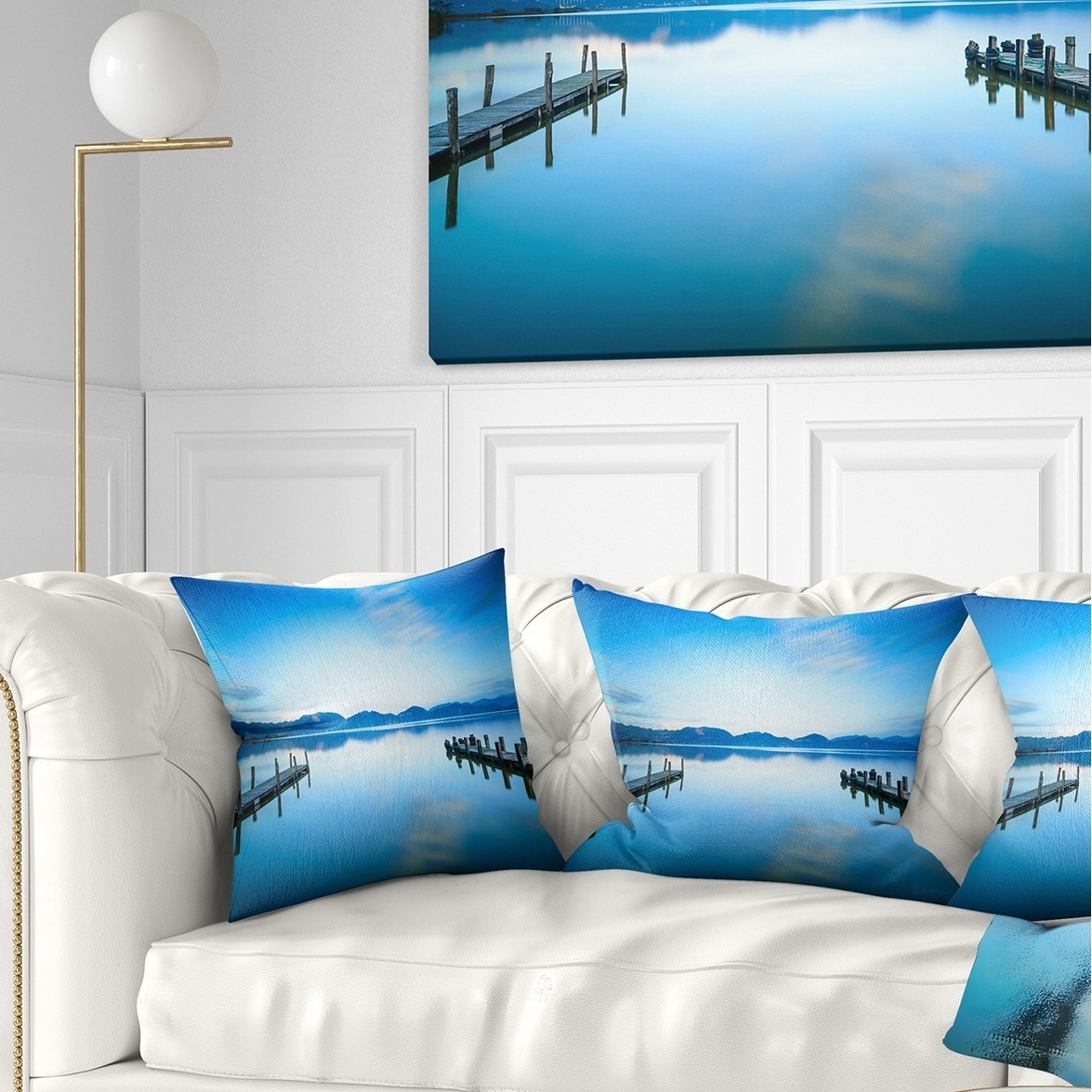 in x 20 in Sofa Throw Pillow 12 in Insert Printed On Both Side Designart CU8370-12-20 Two Wooden Piers in Blue Sea Seascape Lumbar Cushion Cover for Living Room