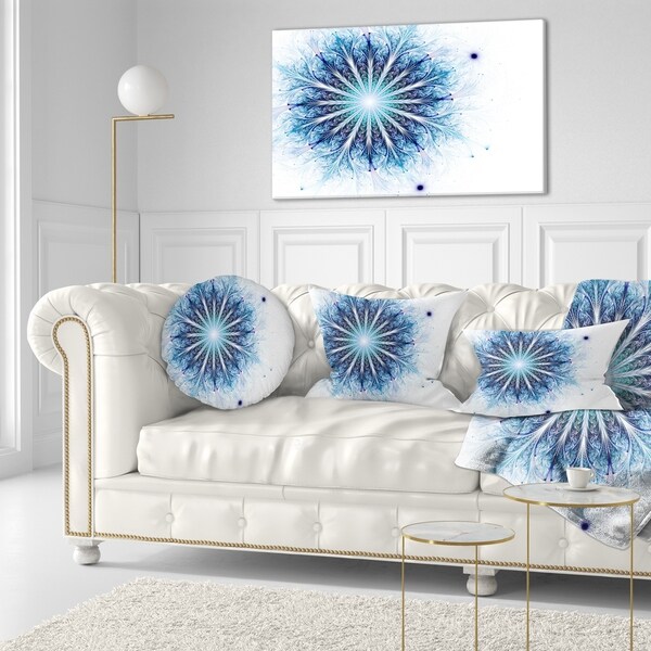 Designart 'Fractal Flower Light Blue Digital Art' Flower Throw Pillow