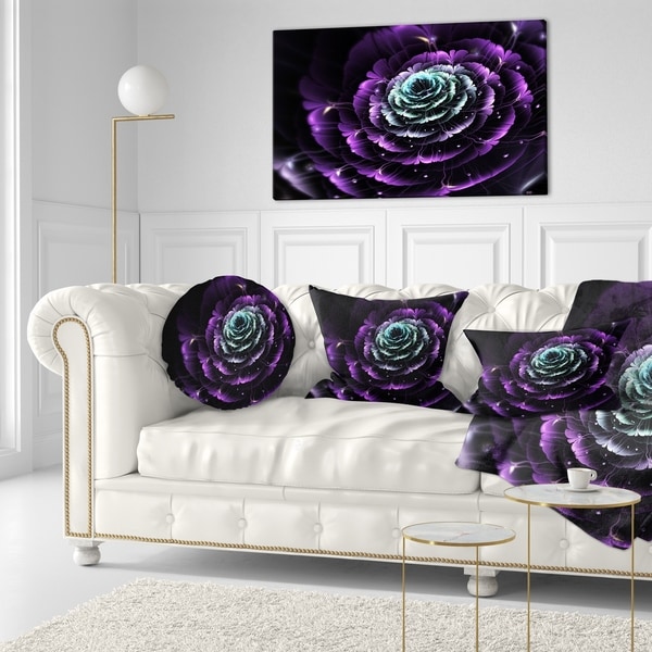 Designart 'Purple Blue Fractal Flower Digital Art' Floral Throw Pillow