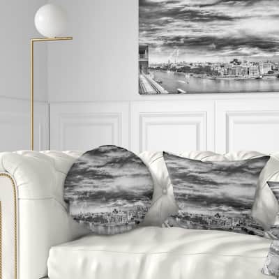 Designart 'Black and White Panoramic London' Cityscape Throw Pillow