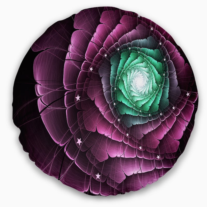 Designart 'fractal Flower Green Purple Digital Art' Floral Throw Pillow 