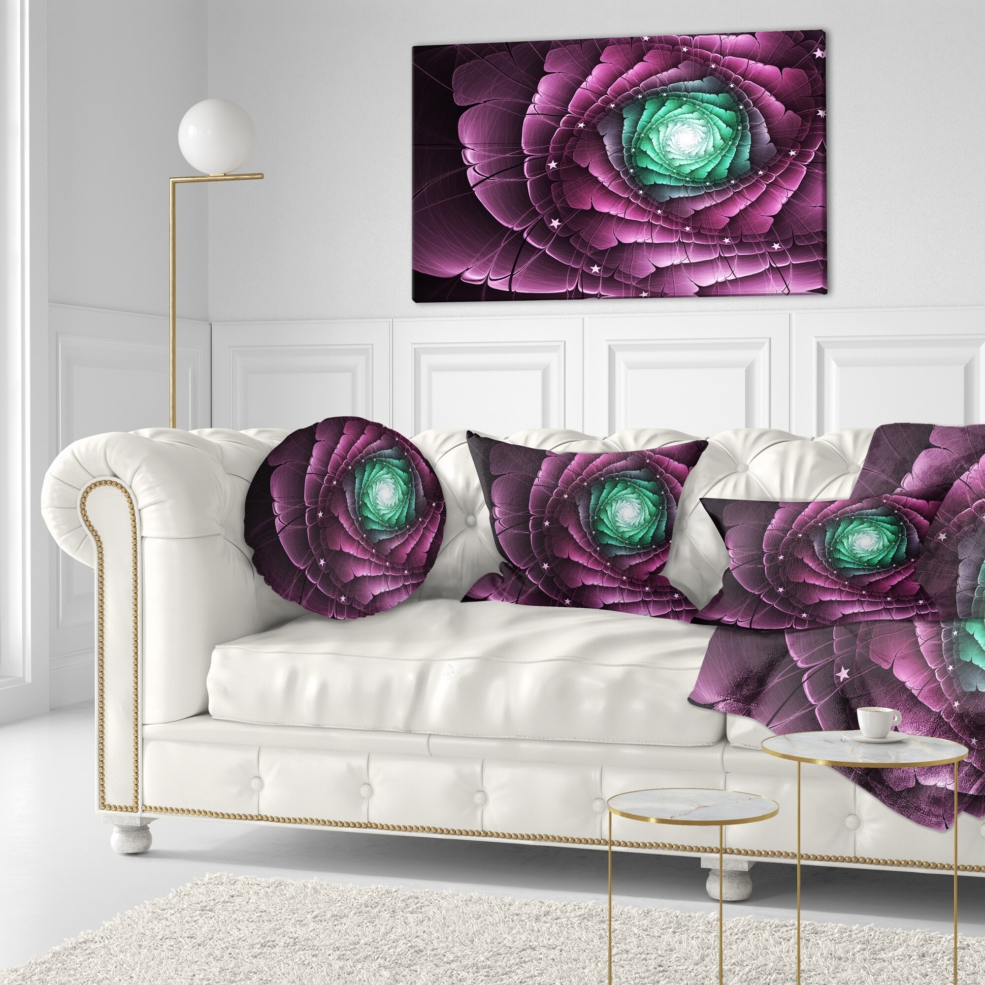 Designart 'Fractal Flower Green Purple Digital Art' Floral