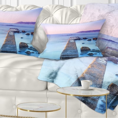 Designart 'Purple Sea and Sky' Seascape Throw Pillow