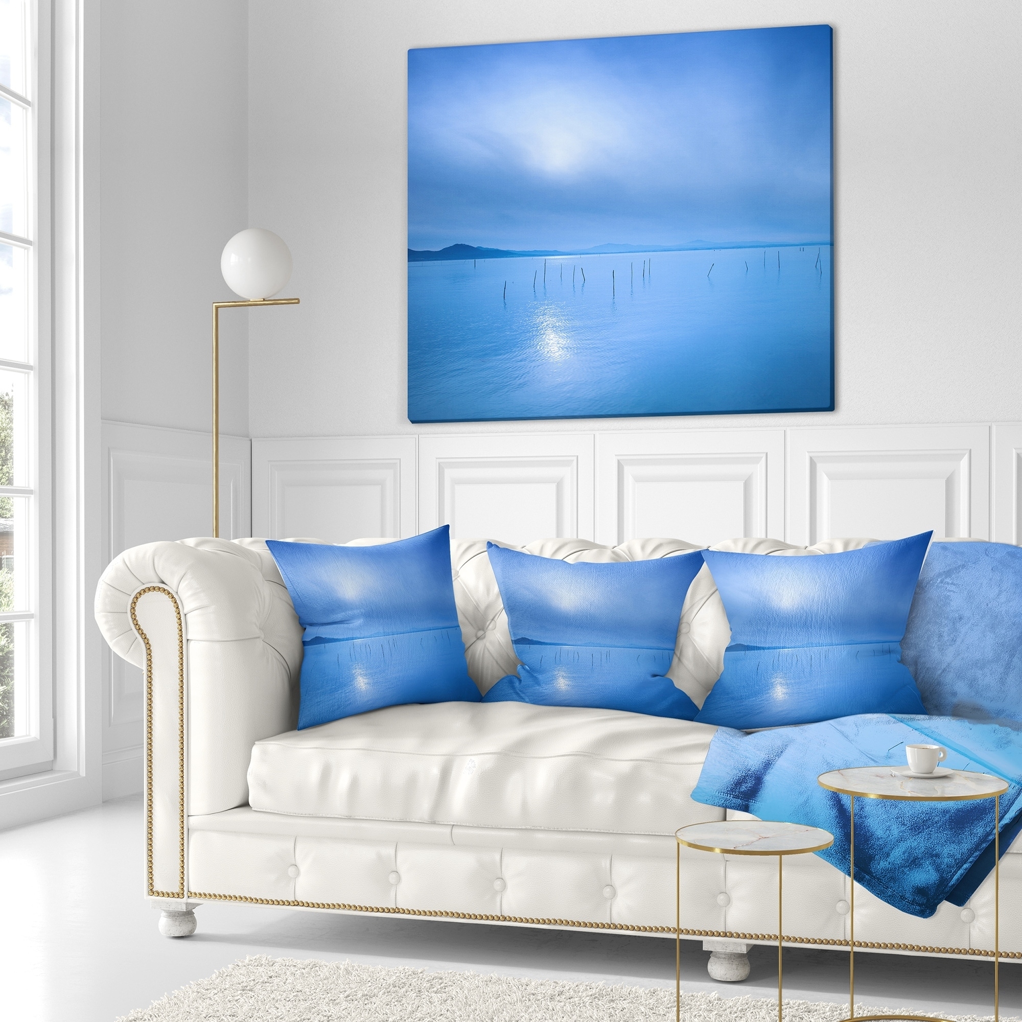 Designart 'Blue Water Surface in Morning' Seascape Throw