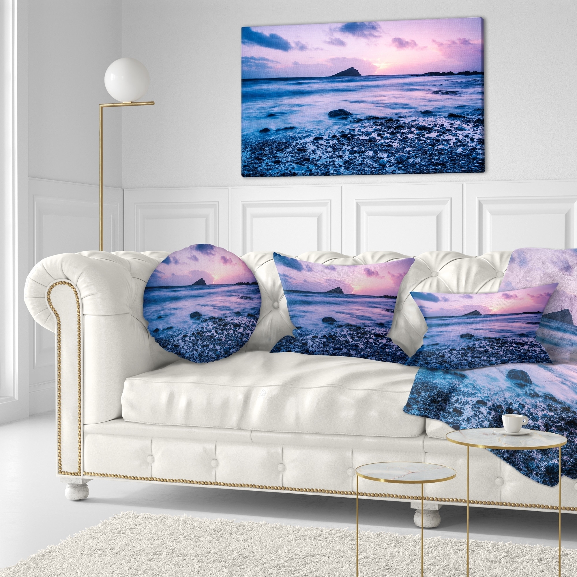 Designart 'Slow Motion Waves on Rocky Beach' Modern Seascape