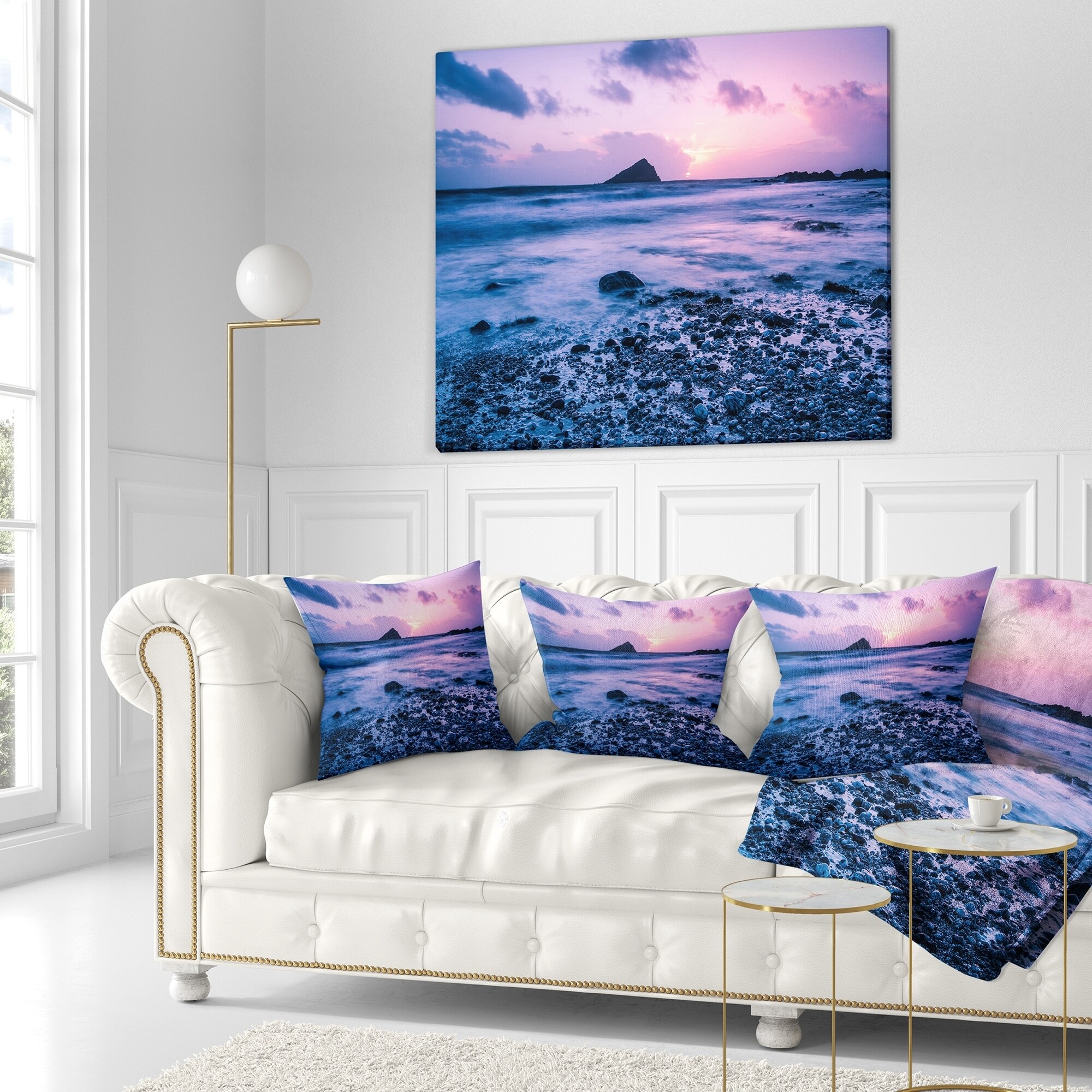 Designart 'Slow Motion Waves on Rocky Beach' Modern Seascape