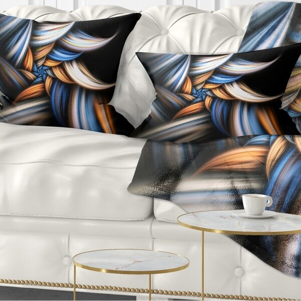 Designart 'Multi Color Fractal Floral Pattern in Black' Floral Throw Pillow