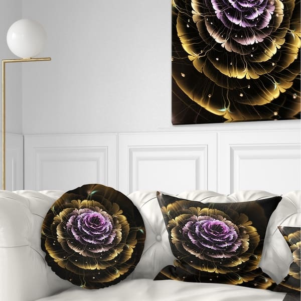 Designart Perfect Fractal Flower In Gold And Purple Floral Throw Pillow On Sale Overstock 20945577