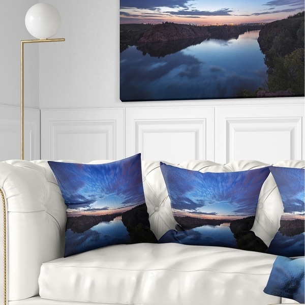 Designart 'Clouds Reflection in River' Landscape Photography Throw Pillow