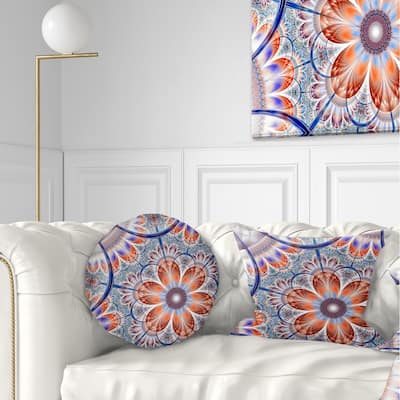 Designart 'Brown and Blue Large Fractal Flower' Floral Throw Pillow