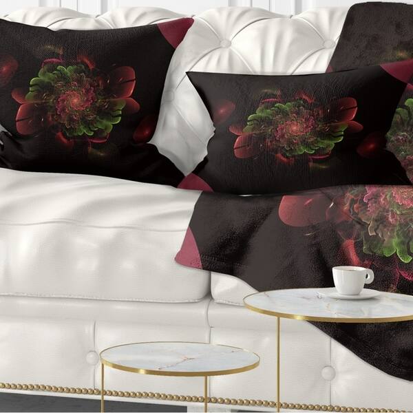Designart Dark Purple Rounded Fractal Flower Floral Throw Pillow Overstock 20945627