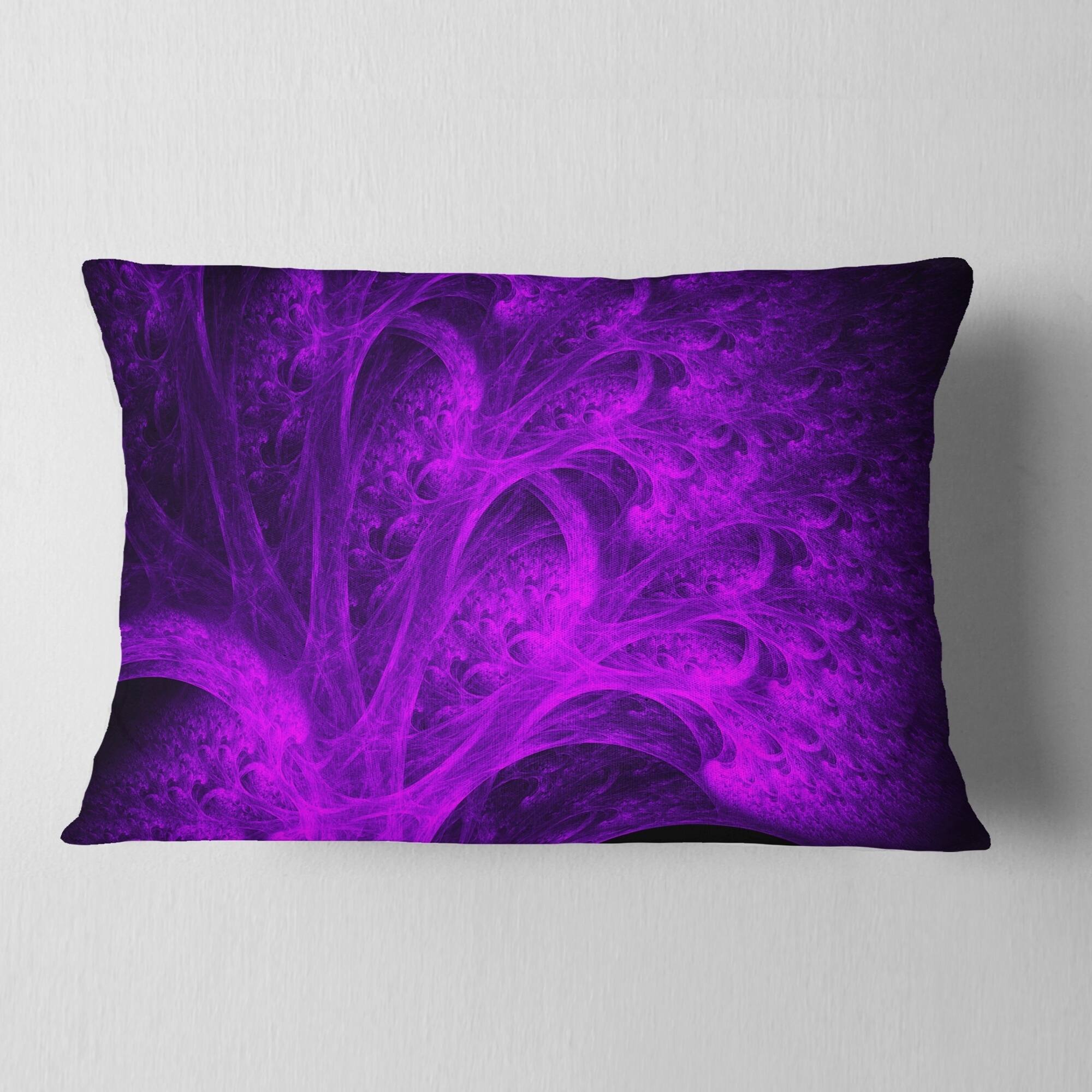 Designart 'Bright Purple Magical Fractal Forest' Abstract Throw Pillow