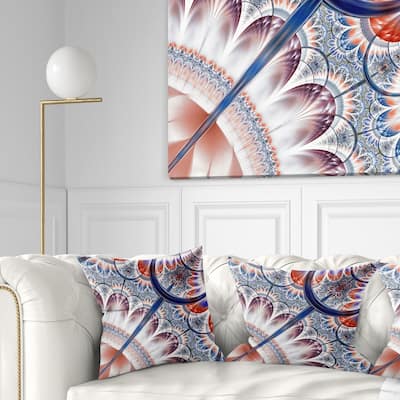 Designart 'Brown Blue Fractal Flower Pattern' Floral Throw Pillow