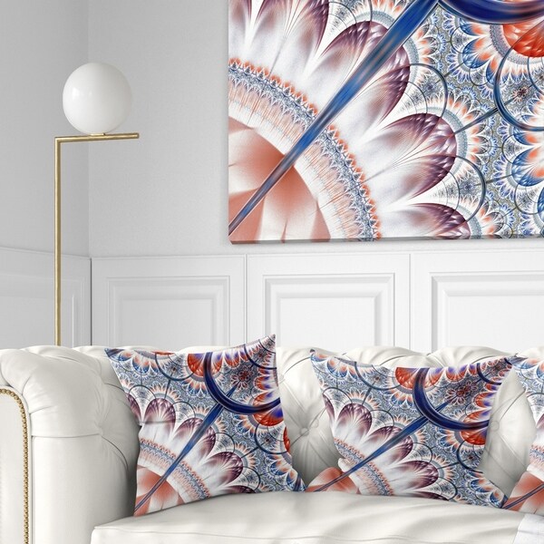 Designart 'Brown Blue Fractal Flower Pattern' Floral Throw Pillow