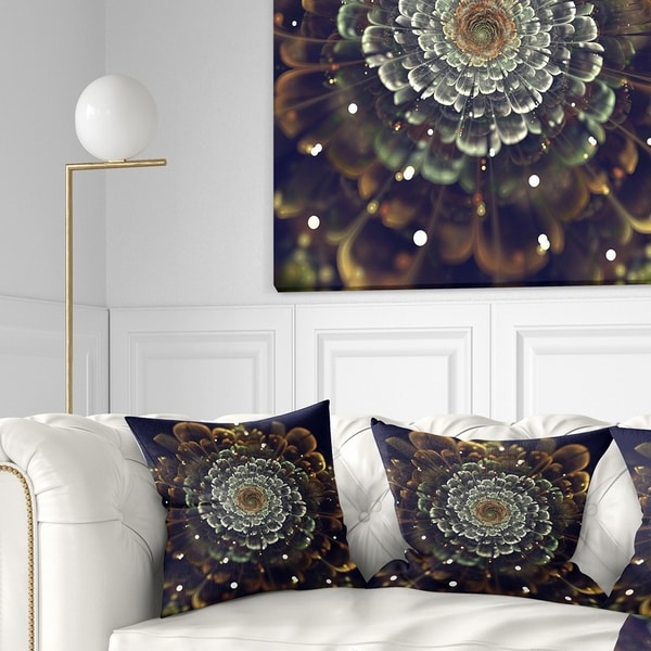 Designart 'Perfect Fractal Flower in Orange and Silver' Floral Throw Pillow