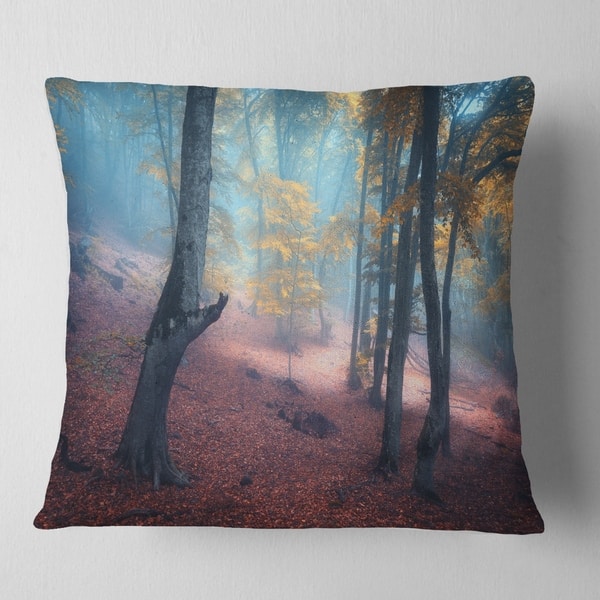Designart Mysterious Fairytale Yellow Wood Landscape Photography Throw Pillow On Sale Overstock 20945725