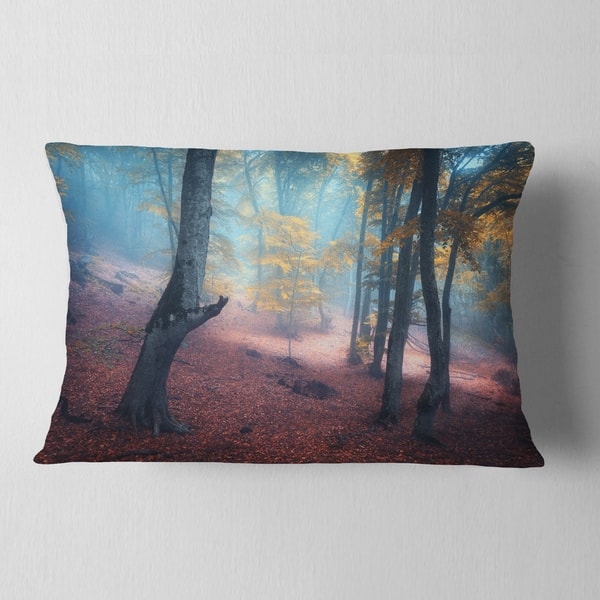 Designart Mysterious Fairytale Yellow Wood Landscape Photography Throw Pillow On Sale Overstock 20945725
