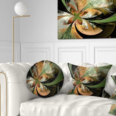 Designart 'Orange and Green Large Fractal Flower' Floral Throw Pillow