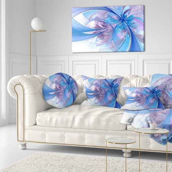 Designart 'Light Blue and Purple Fractal Flower' Floral Throw Pillow