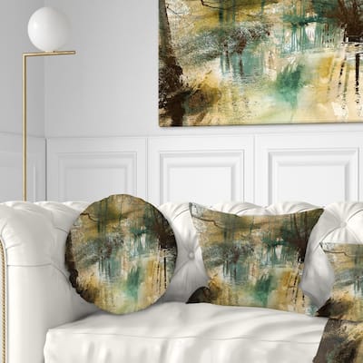Designart 'River and Trees Oil Painting' Landscape Painting Throw Pillow
