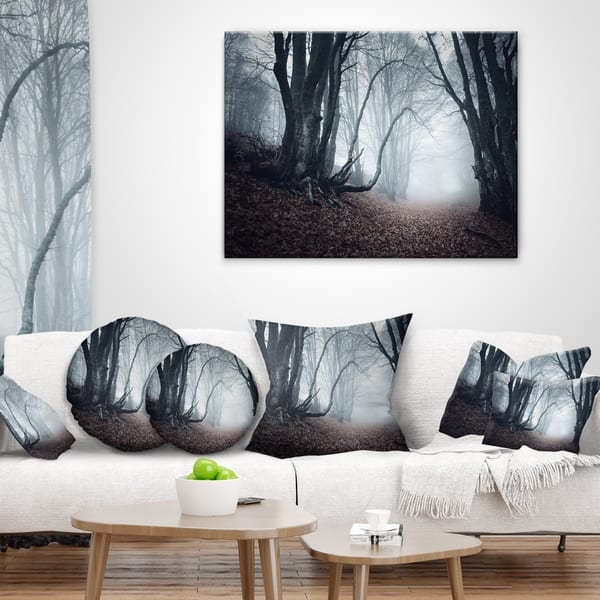 Designart Mysterious Fairytale Foggy Wood Landscape Photography Throw Pillow On Sale Overstock 20945763