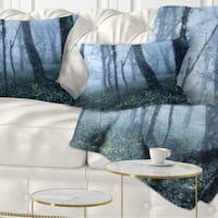 Designart Big Trees In Dark Foggy Forest Landscape Photography Throw Pillow On Sale Overstock 20946976