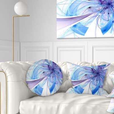 Designart 'Blue Large Fractal Flower Pattern' Floral Throw Pillow