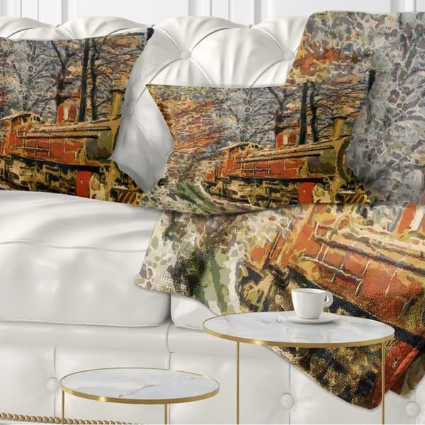 Designart Train In Forest Oil Painting Landscape Painting Throw Pillow On Sale Overstock 20945826