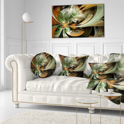 Designart 'Symmetrical Orange Green Fractal Flower' Floral Throw Pillow