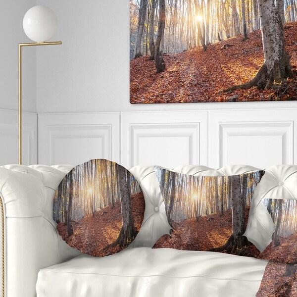 Designart 'Crimean Mountains Autumn Trees' Landscape Photography Throw Pillow