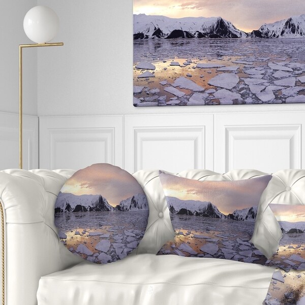 Designart 'Antarctic Summer Sunset' Seascape Throw Pillow