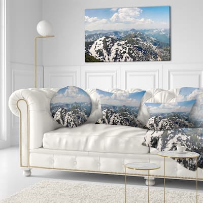 Designart 'Green Mountains in Spring Panorama' Landscape Printed Throw Pillow