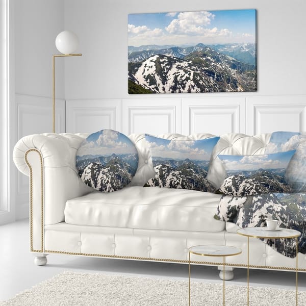 slide 1 of 9, Designart 'Green Mountains in Spring Panorama' Landscape Printed Throw Pillow
